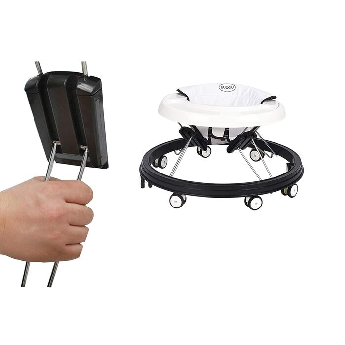 Складані дитячі ходунки - Підходять для коліс висотою 66-80 см, допоміжні засоби для ходьби для хлопчиків та дівчаток, тихі, з захистом від перекидання, складаний стільчик (білий)