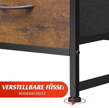 Комод WLIVE з 6 тканинними шухлядами, комод для спальні, комод для вітальні, з міцним сталевим каркасом, дерев&39яна стільниця, вінтажний коричнево-чорний