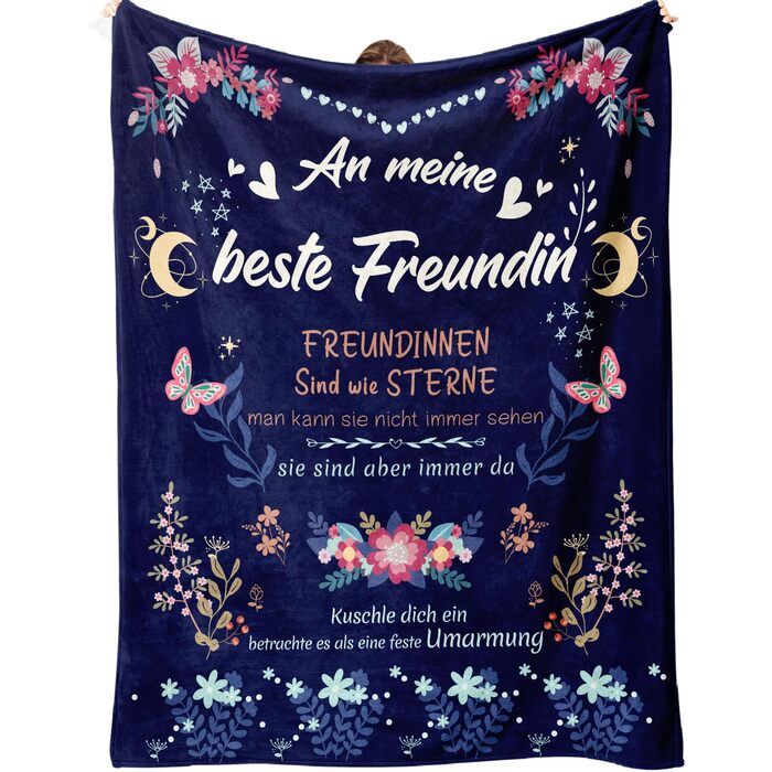 Подарунки для найкращої подруги, подарунки для дівчини, ковдра, подарунок на день народження найкращої подруги, найкраща подруга, пухнаста ковдра для найкращої подруги, 152 см x 127 см (темно-синій)