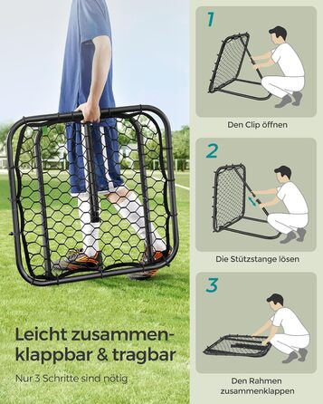 Футбольні ворота-відбивачі, портативні футбольні ворота для дітей, зі сталевою рамою, регульований кут, швидке складання, для саду, парку, пляжу, 84 x 84 см