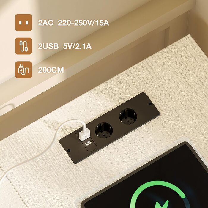 Кутовий письмовий стіл ODK з 4 шухлядами, 135100 см L-подібний стіл з розеткою та портом зарядки USB, двосторонній стіл з місцем для зберігання для домашнього офісу, білий колір 135 100 см