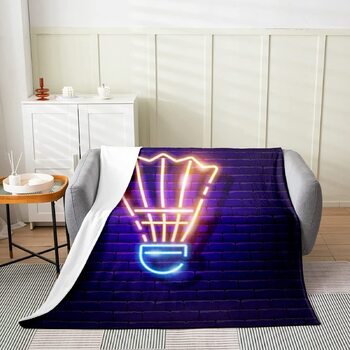 М&39яка та тепла фланелева флісова ковдра (130x150 см) з бадмінтонним візерунком та 3D спортивною тематикою. Підходить як плед на диван, плед або покривало для ліжка. Ідеально підходить для дітей та дорослих.