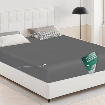 Простирадло на резинці із заземленням, простирадло із заземленням із кабелем заземлення ЄС, килимок для заземлення, простирадло із заземленням для кращого сну (сіре, 200x200 см) 200 x 200 см сірого кольору