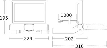Світлодіодний вуличний прожектор Steinel XLED ONE S, антрацит, датчик руху 180, 18,6 Вт, 2050 лм, 3000K, для під'їзду, двору та саду, 065249, алюміній, сірий