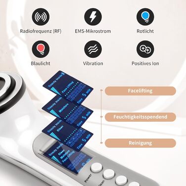 Масажер для обличчя проти зморшок 5 в 1 радіочастотний пристрій для обличчя з 2 світлодіодними світлотерапією RF вібрація іон для боротьби зі зморшками і старінням видалення вугрів глибоке очищення догляд за обличчям