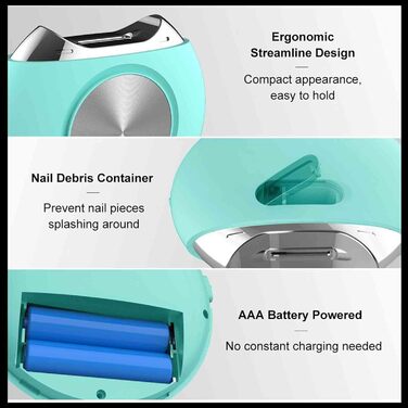 Кусачки для нігтів Кусачки для нігтів для чоловіків і жінок, кусачки для нігтів для людей похилого віку, електрична шліфувальна машина для нігтів, автоматична для дорослих, запобігає розльоту нігтів (синій)