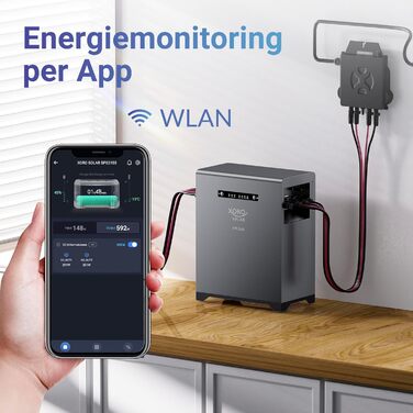 Сонячна система накопичення енергії SPS 2155 - балконна електростанція з LiFePO4 акумулятором ємністю 2 кВтгод, подвійним MPPT (2x800 Вт) входом, вихідною потужністю 800 Вт для використання в приміщенні та на вулиці, IP65, Plug & Play SPS2155