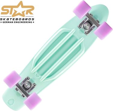 Скейтборд BIKESTAR Vintage Retro Cruiser 60 мм для дітей та дорослих, а також для початківців приблизно від 6-8 років М'ята та фіо