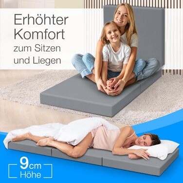 Складаний матрац ELONEO 65x195 см, висота 9 см, складний дитячий матрац, складний гостьовий матрац, складний матрац, дорожній матрац для дітей та дорослих для подорожей та кемпінгу, сірий