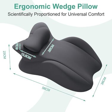 Клиноподібна подушка з піни з ефектом пам&39яті, подушка для читання для узголів&39я ліжка, подушка для ліжка для сидіння, ергономічна підтримка при болях у спині, для сну на животі, ідеально підходить для масажу, поперекова подушка зі знімним чохлом, тем