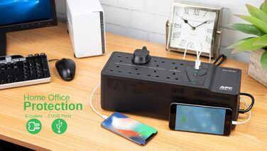 Джерело безперебійного живлення APC by Schneider Electric ES - BE650G2-Великобританія - 650 ВА (8 виходів, захист від перенапруг, 1 USB-порт для заряджання) (850 ВА / 520 Вт)