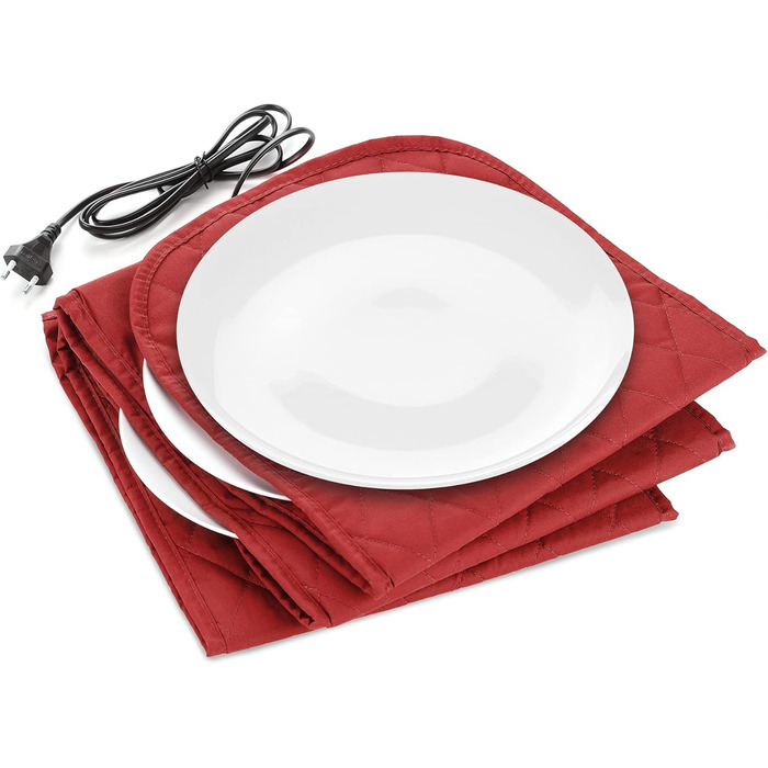 До 10 тарілок діаметром 32 см кожна - 200 Вт - Gastro Plate Warmer в червоному Бордо, 34 шт., 30 шт., 3