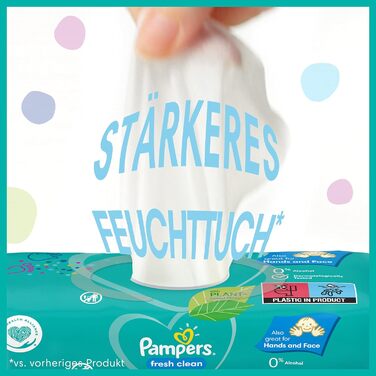 Дитячі вологі серветки Pampers Fresh Clean, м'який аромат, також підходять для рук та обличчя, 1200 серветок, (упаковка з 15 шт. )