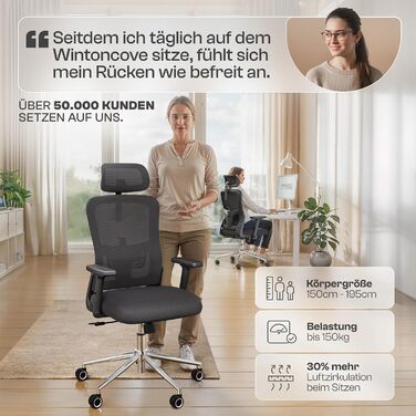 Найкраще ергономічне офісне крісло Galahad ЕКОНОМІЯ ПРОСТОРУ Індивідуально регульоване офісне крісло з 2D підлокітниками - Комп&39ютерне крісло Крісло для домашнього офісу - Вантажопідйомність до 150 кг Galahad (чорний)