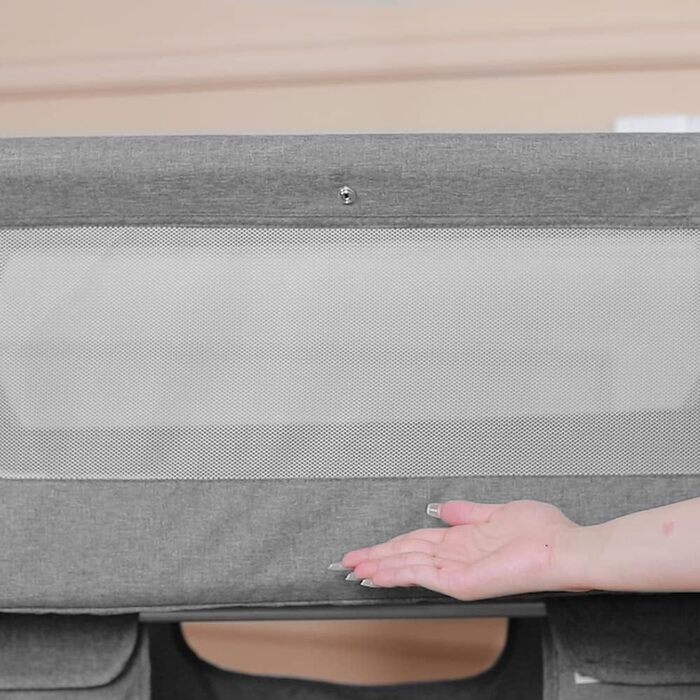 Дитяче ліжечко SUPFINE 3-в-1, регульована висота, портативне дитяче ліжечко Cododo для новонароджених/немовлят, колиска Cododo з матрацом, москітною сіткою та сумкою для зберігання (92 x 58 x 70-90 см, темно-сірий) A1 92x58x70-90 см темно-сірий