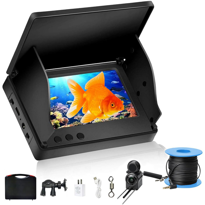 Ехолот, камера для підводної риболовлі з IPS-дисплеєм, ширококутним кутом нічного бачення 220, водонепроникний ехолот IP67, ідеально підходить для морської, річкової та підлідної риболовлі.