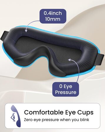 Маска для сну для жінок і чоловіків, шовкова маска для сну 3D світлоблокування, пов'язка на очі (синя)