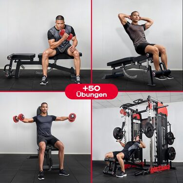 Силова лава Sportstech BRT700 для домашнього використання, похила та плоска лава 21-в-1 з жимовою лавою, вантажопідйомність 360 кг, тренажер для спини, жим лежачи, силові тренування, все тіло, домашній тренажерний зал, багатофункціональна лава BRT700 чорн