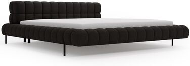 Уявіть собі ліжко 180x200, М&39яке ліжко без місця для зберігання, М&39яке ліжко з металевими ніжками, Тканина букле, з рейковою основою, з узголів&39ям, без матраца (Чорний, 180x200) Чорний 180x200