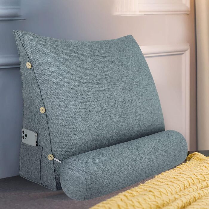 Подушка-книжка, поперекова подушка, клиноподібна подушка, подушка для узголів&39я, м&39яка подушка для ліжка, спинка, трикутна спинка, подушка для спинки дивана, велика подушка для ліжка, подушка для спинки, диван-ліжко, сірий поліестер, 60 см