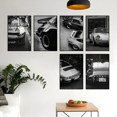 Автомобільний плакат, настінне мистецтво, прикраса, 911, класичний вінтажний плакат, чорно-білий друк, живопис, картини для чолові