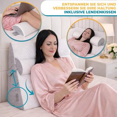 Подушка-клин Ritalia, 3 висоти, 60x60x30 см Подушка для спини для ліжка та для ніг Ергономічна подушка для сидіння з опорою для спини, ідеально підходить як подушка-клин для сну та покращення матраца, 60x60x30 сірого кольору