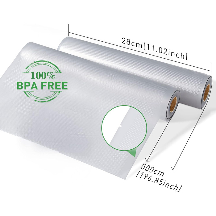 Вакуумні пакети KitchenBoss Рулони харчової вакуумної плівки Вакуумні пакувальні пакети Вакуумна пакувальна плівка вакуумні пакети Рулони плівки для вакуумного пакувальника та пакет без усадки Sous Vide BPA 28x500 см 3 рулони