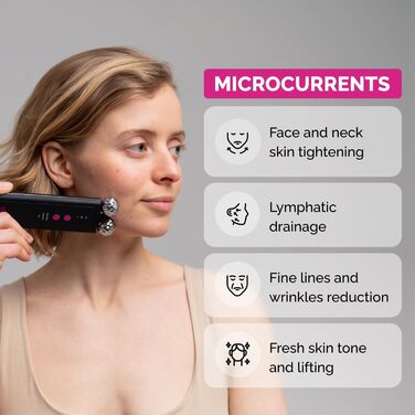 Ультразвуковий пілінг GESS з масажними роликами EMS, фонофорезом, ультразвуковим мікромасажем та міостимуляцією, 3 режими - очищення пор обличчя та видалення подвійного підборіддя для ефективного догляду за шкірою