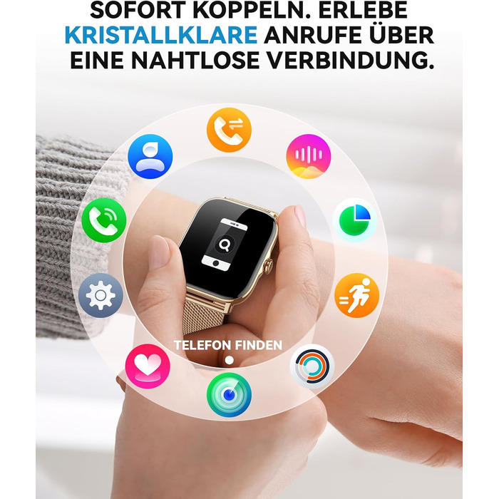 Розумні годинники для жінок та чоловіків, фітнес-годинник, фітнес-трекер з більш ніж 120 спортивними режимами, крокомір, монітор сну, водонепроникність IP68, розумний годинник для Android/iPhone (золотистий, 1.91)