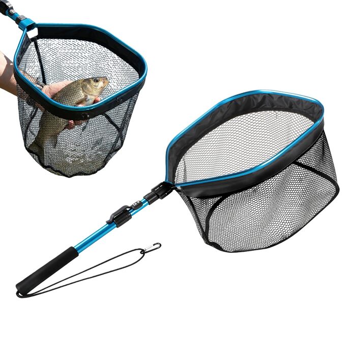 Гумований підсак для риболовлі, телескопічний складаний підсак, сачок для лосося, сома, окуня, легко ловити та випускати