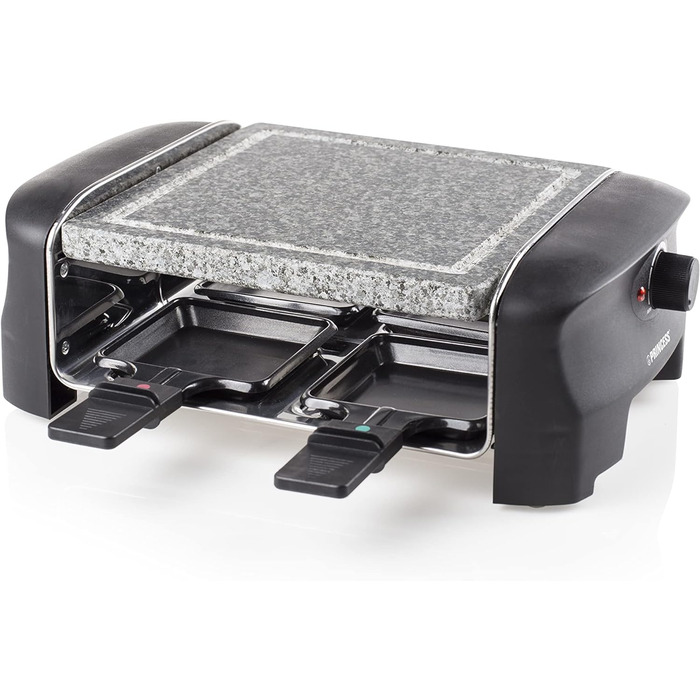 Гриль Princess Raclette до 4 осіб - з кам'яним грилем і регульованими налаштуваннями нагріву, 600 Вт, чорний, 162810 Stone Grill, на 4 особи