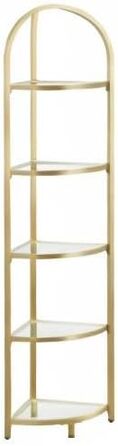 Кутова полиця VASAGLE, 5 полиць, книжкова полиця, полиця для рослин, окремостояча полиця, полиця для ванної кімнати, полиці із загартованого скла, сталева рама, сучасна, для вітальні, кухні, металеве золото LGT810A01 5 полиць (28 x 28 x 158 см) металеве з