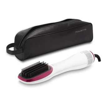 Стайлер для волосся 2-в-1 Rowenta CF6220 Wonder Air Brush фен-щітка та вирівнювач, 900 Вт, іонізація, з чохлом для зберігання, білий/рожевий