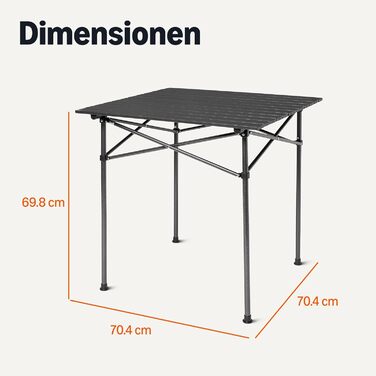 Кемпінговий стіл Storeo Basics, великий, 70,4 см (Ш) x 70,4 см (Г) x 69,9 см (В), чорний