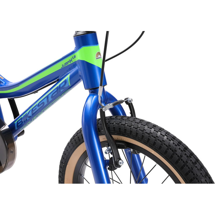 Дитячий алюмінієвий гірський велосипед BIKESTAR з V-подібними гальмами для дівчаток та хлопчиків віком 4-5 років 16-дюймовий дитячий гірський велосипед БЕЗ РИЗИКУ БЕЗ ПРОБНОГО ВИПРОБУВАННЯ, синій та зелений