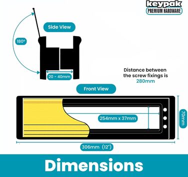 Дверна поштова скринька 30,6 см (12 дюймів) – чорний/полірований срібло