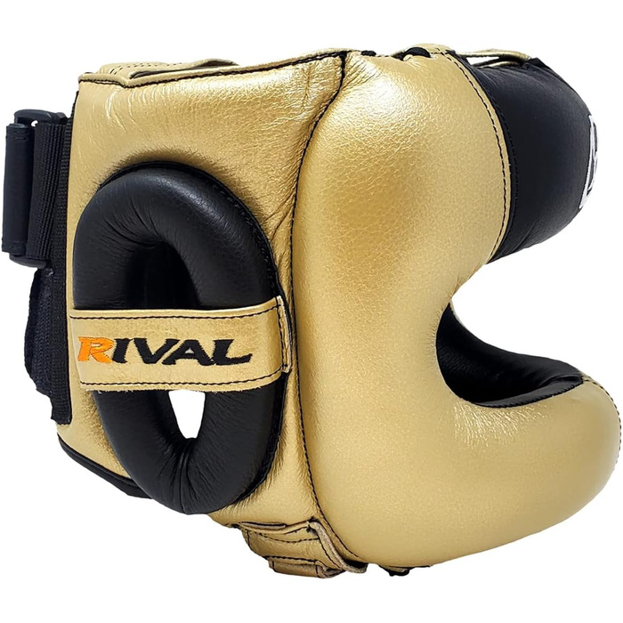 Щит для обличчя RIVAL Boxing RHGFS3 для спарингу широкий отвір для очей, високоякісна шкіра та термопластична внутрішня оправа, золотистий, S/M