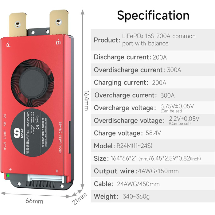 З модулем WiFi та платою захисту зв&39язку CAN 485 для літієвої акумуляторної батареї LiFePO4 (16S 48V Smart BMSRS485CANWiFi модуль, 200A) LiFePO4 16S 48V 200A, 16S BMS 48V