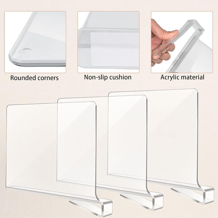 Прозорих акрилових роздільників для полиць, багатофункціональні роздільники для полиць, роздільники для полиць 30x20 см, роздільники для гардеробу для спальні, кухні, шаф та організації, 8 шт.