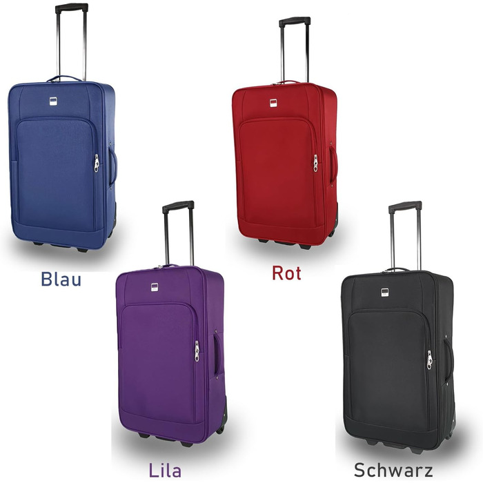 Дорожня валіза-візок SIGN Fabric Suitcase з коліщатками (ручна поклажа, середня, велика, дуже велика) (червона, ручна поклажа (51 см)) Ручна поклажа (51 см) червона