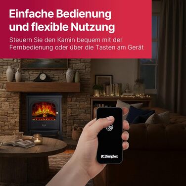 Електричний камін Dimplex Club - Окремостоячий електричний камін з підстилкою з полін та вугілля, а також світлодіодним ефектом полум&39я Optiflame - Перемикається вентилятор-обігрівач потужністю 2 кВт - Пульт дистанційного керування в комплекті
