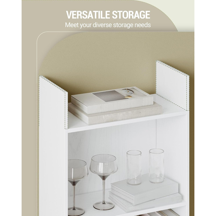 Книжкова полиця Hzuaneri, полиця, окремостояча полиця, офісна полиця, з 6 відділеннями, відкрита, для вітальні, кабінету, офісу, як роздільник кімнати, 24 x 48 x 170 см, біла 01103XBC Білий 24 x 48 x 170 см