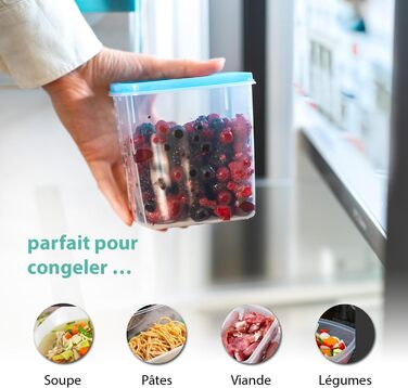 Набір контейнерів для морозильної камери MiraHome 15x0,125 л прямокутний прозорий синій ідеально підходить для зберігання та організації продуктів на кухні герметичні контейнери для зберігання з кришками австрійська якість 0,125 л (15 шт.)