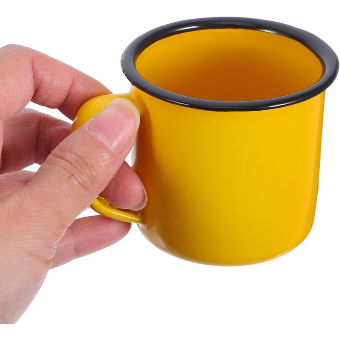 Набір з 4 емальованих кавових чашок Tofficu з ручками, кольорові чайні чашки для гарячих і холодних напоїв в офісі та кемпінгу