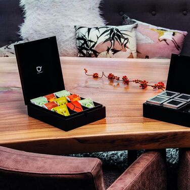 Коробка для чорного чаю Bredemeijer з 6 відділеннями та оглядовим віконцем - дерев&39яна коробка для оптимального зберігання чайних пакетиків