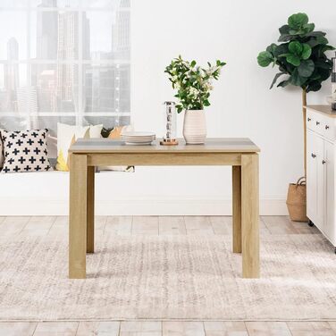 Обідній стіл, дерев&39яний обідній стіл для кухні, мінімалістичний дизайн, обідній стіл на 4 персони, 110x70x75см, дуб та чорний колір 110x70см дуб-чорний