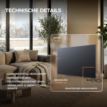 Інфрачервоний обігрівач BR Bringer 1000 Вт - Енергозберігаючий інфрачервоний електричний обігрівач - Сертифіковано TV та GS - Німецький бренд якості (чорний) Чорний 1000 Вт