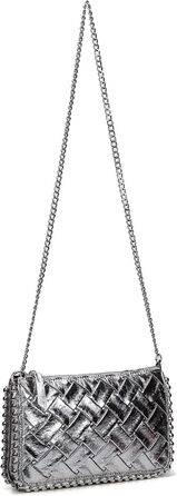 Жіноча шкіряна сумка-клатч з леопардовим принтом, вечірня сумка-конверт, сумка-сумка, весільна сумка, сумка через плече, з шипами, сумка на ланцюжку для весілля, випускного вечора, вечірки, рок-образ, срібний колір