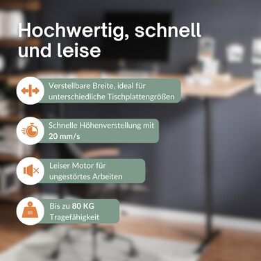 Електричний каркас столу Planetmbel з регульованою висотою та функцією пам&39яті, вантажопідйомність до 80 кг, чорний