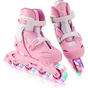 Роликові ковзани дитячі для дівчаток, регульовані 4 розміри роликових ковзанів з підсвічуванням коліс для дівчаток S26-29 EU рожев